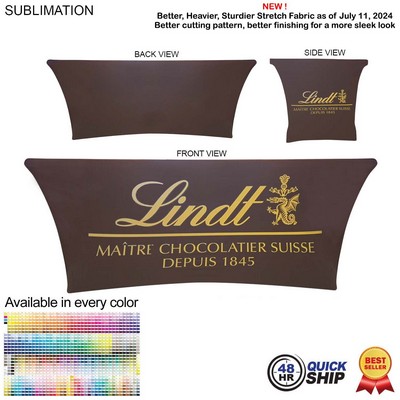 48 Hr Quick Ship - Sublimated Stretch Curved Fit Table Throw for 6' table, 4 sided, Closed Back