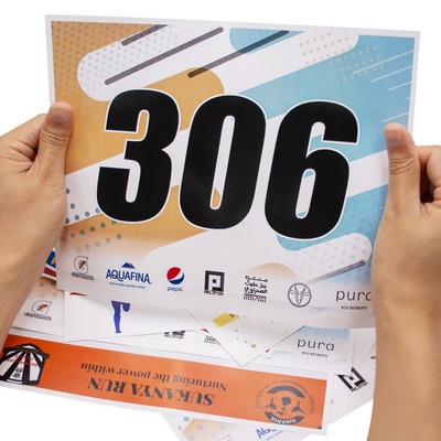 Custom 7.9" x 6.3" Waterproof Paper Race Numbers Bib Bike Number with Safety Pins