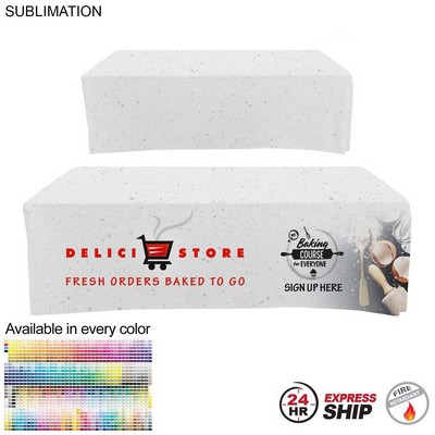 24 Hr Express Ship - Sublimated Box Style Fitted Tablecloth for 8' Table, 4 sided, Closed back