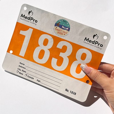 Custom 9.5" x 7.1" Waterproof Paper Running Race Bib for Marathon with Safety Pins